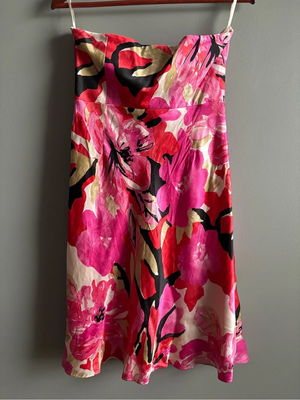 Banana Republic Vintage 100% Silk Strapless Midi Dress